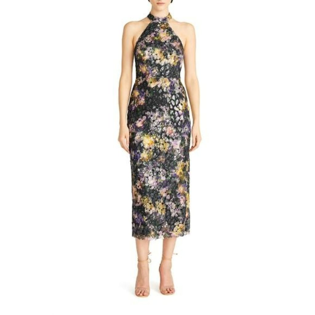 New Monique Lhuillier Leaha Long Dress In Iris Blur 14